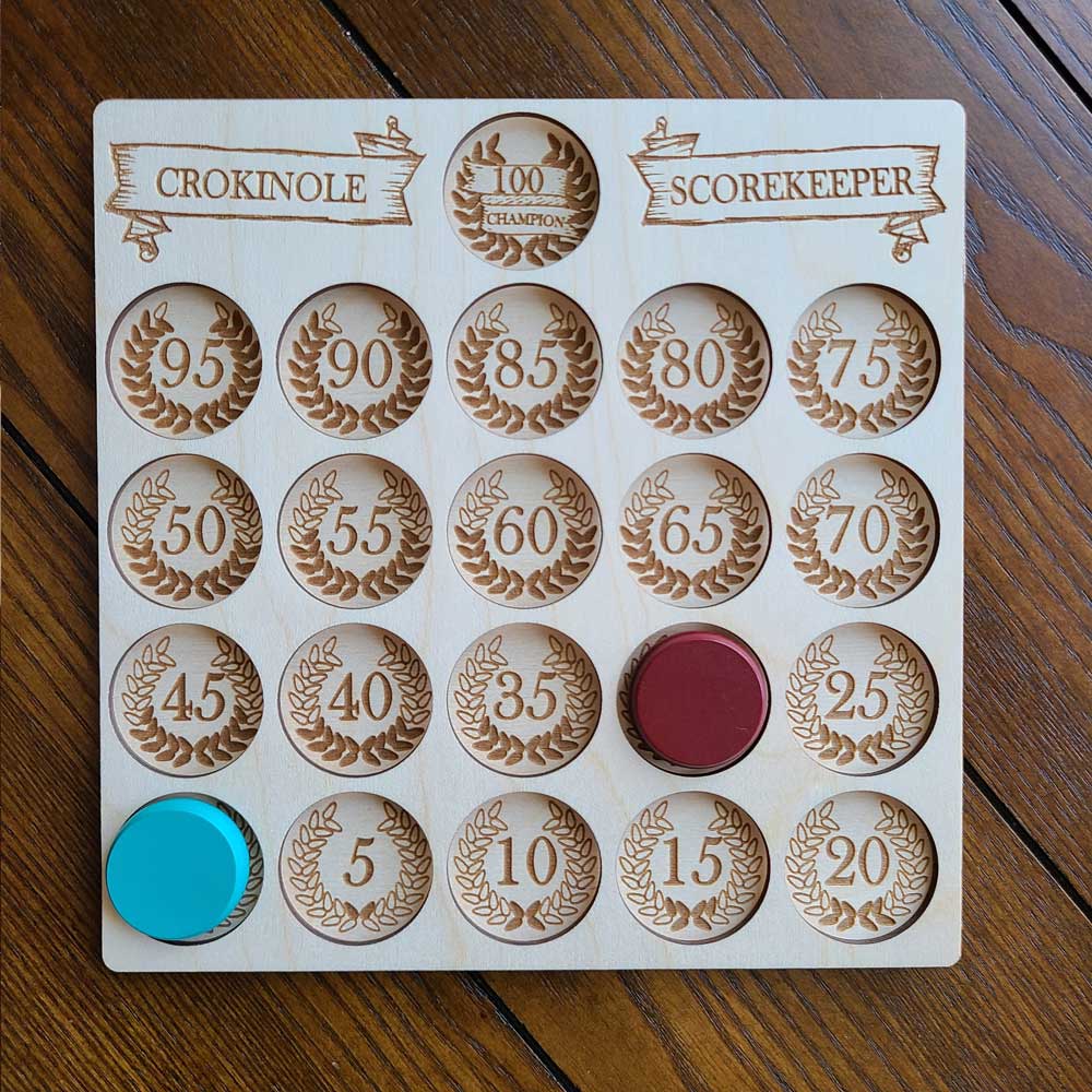 Complete Wooden Crokinole Scorekeeper, 100 Points & Tournament 10 - Image 3