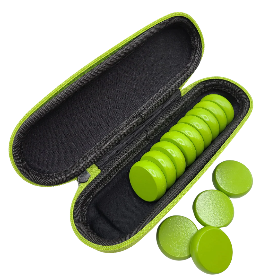 Premium Glazed Wooden Crokinole Discs with Hard Carry Case, 13 Discs - Image 15