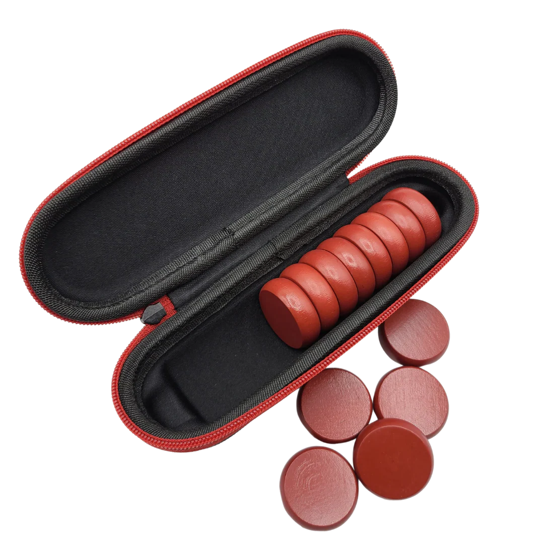 Premium Glazed Wooden Crokinole Discs with Hard Carry Case, 13 Discs - Image 9